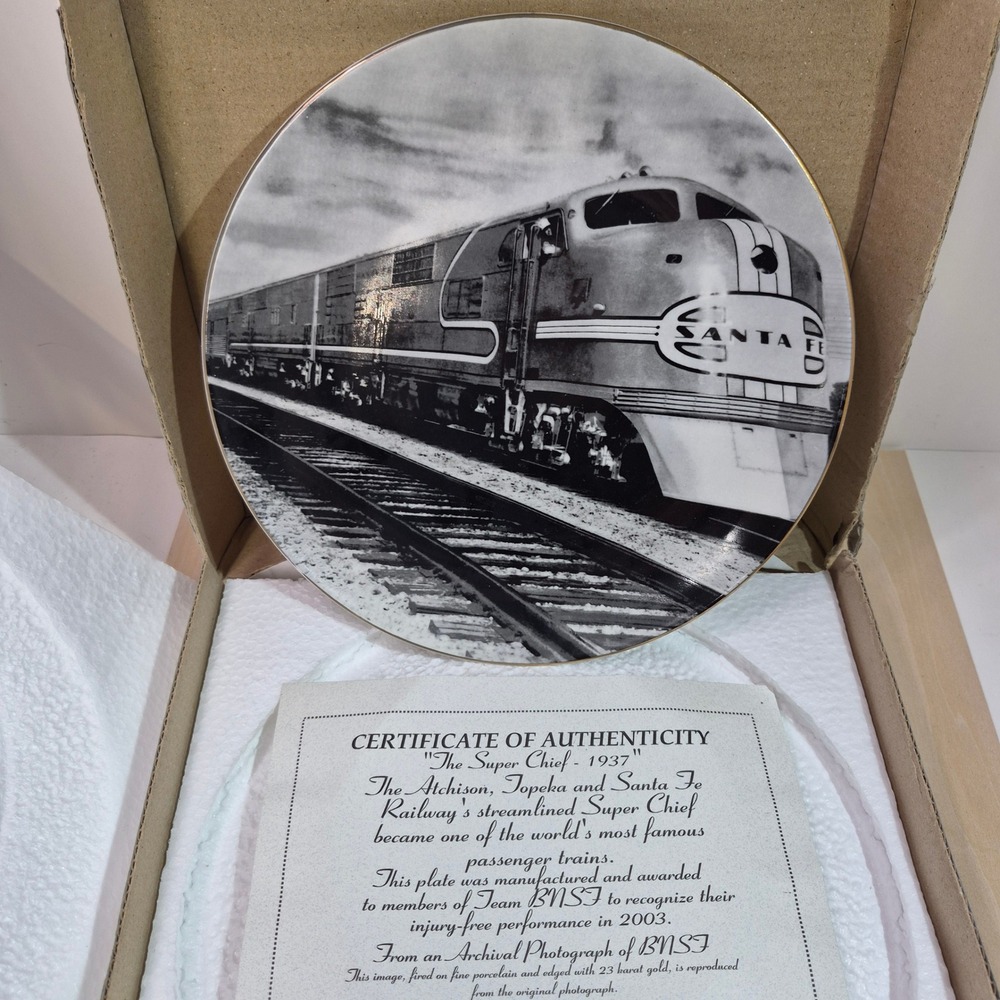 BNSF Railway The Super Chief 1937 Collector‎ Plate 23K Gold Rim Limited Edition